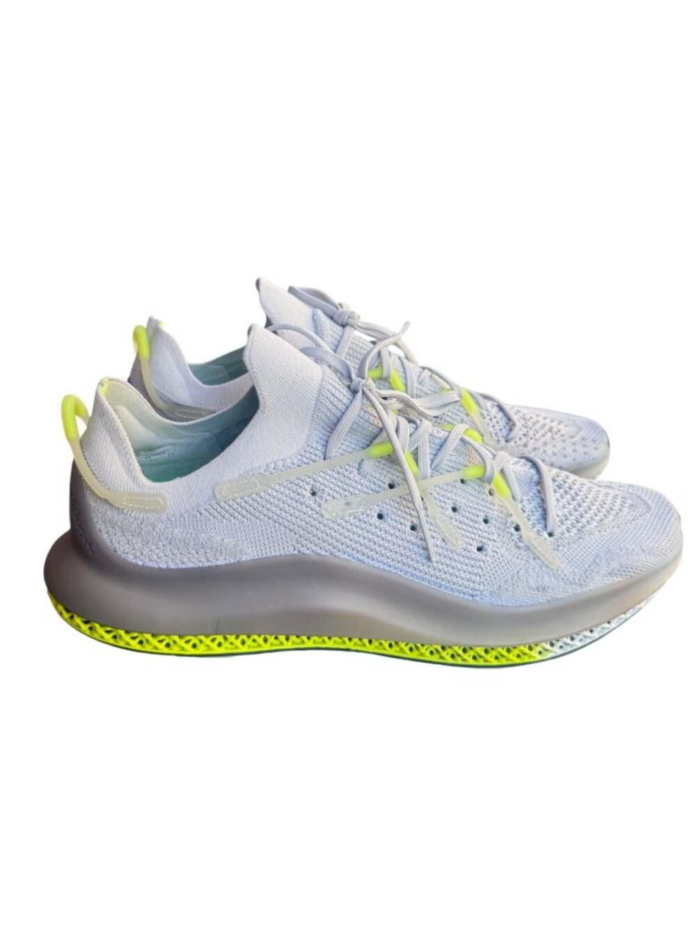 Adidas 4D Fusio Men Size 13.5 Gray Neon Yellow Knit Running Shoes FY5928